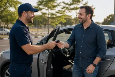 Técnico de chaveiro abrindo um carro com equipamento especializado